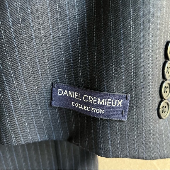 Loro Piana Daniel Cremieux Navy Stripe Suit Jacket Blazer Size 42L - Picture 8 of 14